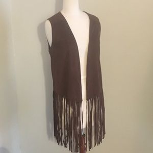 Long Suede Fringe Vest